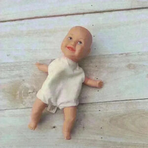 Vintage 2000 1999 Unimax Limited Beanbag Baby Doll Plush Toy 9" Blue Eye Plastic